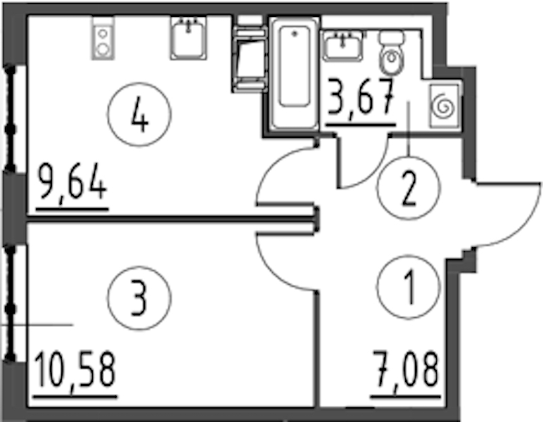1-комнатная квартира 30.97 м², 8/13 эт., ЖК «Квартал Торики»